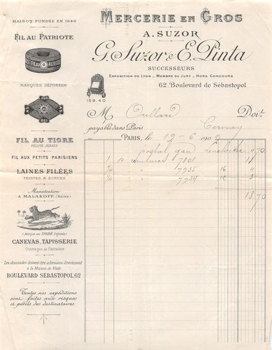 1907 mercerie gros - 1907, en