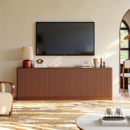 Walnut fluted credenza - walnut,
