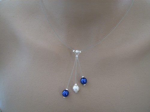Collier perles bleu - collier, royale