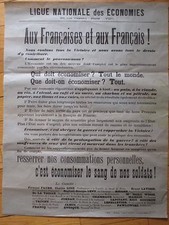 AFFICHE 1914/1918 POUR ECONOMIES ET RATIONNEMENT