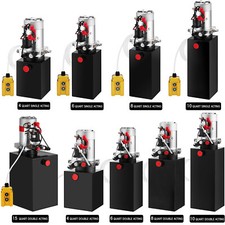 VEVOR Pompe Hydraulique à Simple/Double Effet 12V 4/6/7/8/10/15L Réservoir Métal