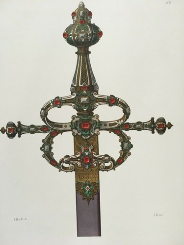 Antique print 1890 - print, goldwork