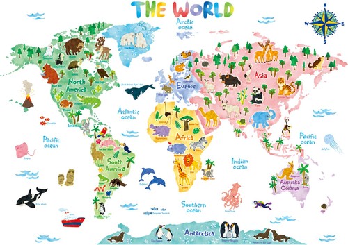 Carte monde autocollante - monde,