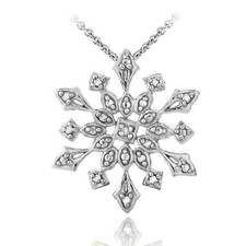 Plaqué or Blanc 0.05CT Brillant Imitation Diamant Flocon de Neige Collier