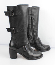 DOLCENERA Bottes esprit motard tout cuir noir T 39 Italy Très bon état