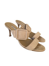 MANOLO BLAHNIK Gable suede beige sandals, Size 41 IT