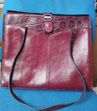 grand sac Lorenzo en cuir rouge bordeaux façon croco