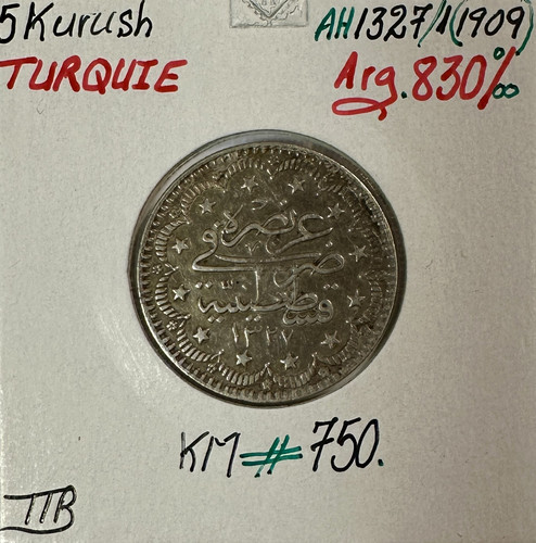 Turquie kurush 1909 - 5, (ah
