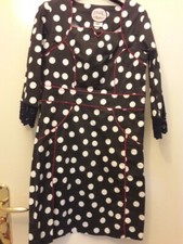 ROBE NEUVE T 38 ALMATRICHI NOIRE À POIS BLANCS LISERÉ ROUGE