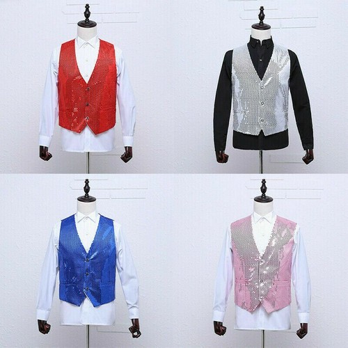 Hommes sequin gilet haut sans - gilet,