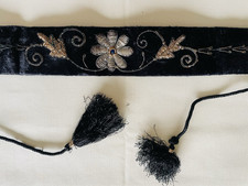 ancien accessoire costume /ceinture brodé main/ fil or, argent métallique ( K71)