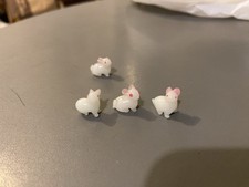 Lot 3 lapin verre soufflé figurine miniature opaline vintage