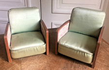 Charmante paire de fauteuils de poupée - Années 40 / 50 Dim : 17x17x19 cm - TBE.
