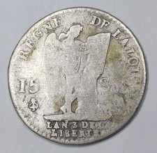 Monnaie Argent, 15 Sols au Génie 1791 A - Louis XVI (An 3)