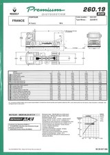 RENAULT PREMIUM 260 . 19 BOM / PORTEUR  19 T / FICHE TECHNIQUE de 1997