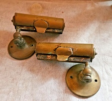 ANCIENNE PAIRE APPLIQUES  ECLAIRAGE  TABEAU EN LAITON A ELECTRIFIER