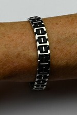 Bracelet acier + caoutchouc noir homme 20.5 cm