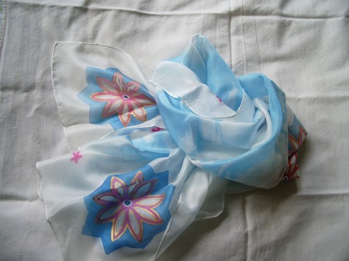 Foulard long soie blanc et - long,