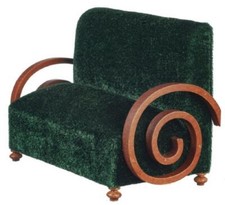 Canapé De Maison De Poupée Art Déco Vert JBM Meubles De Salon Miniature 1:12