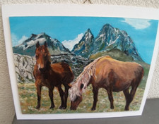 TABLEAU PEINTURE ACRYLIQUE CHEVAUX 18 X 24 SIGNE MAEXI 2006
