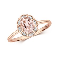 Bague Femme Or Rose 9 k/carat et Diamant avec Morganite