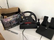 Playstation 1 PS1 Steering Wheel & Pedals Mad Catz Dual Force Racing Wheel Boxed