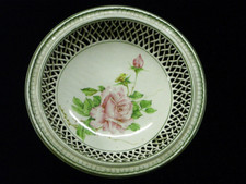 ANCIENNE CORBEILLE COUPE TRIPODE FAÏENCE AJOURÉE ROVINA EPINAL