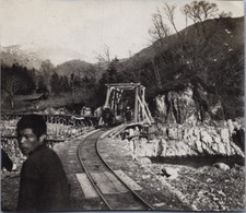 Japon, Nikko, Rails sur un pont, Vintage print, ca.1910 Tirage vintage tirage 