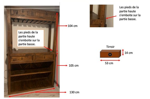 Meuble bar bois massif avec - meuble, en