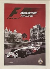 Affiche / Lithographie Numérotée 600/1500 Grand Prix Formule 1 Monaco 2009