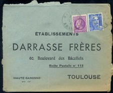 Marcophilie - Pub -  étab darrasse frères à toulouse mazet 1947   n°-3225