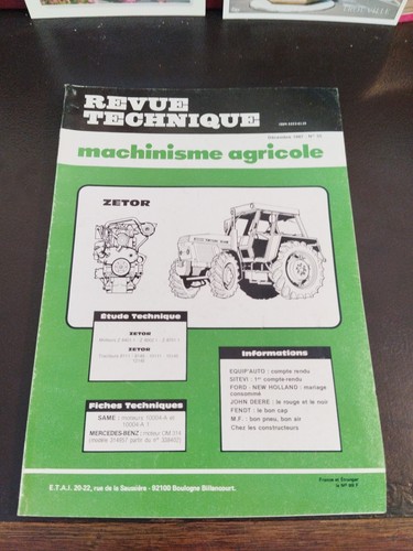 Revue technique machinisme - revue,
