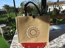 sac  toile de jute, décoré Mandala
