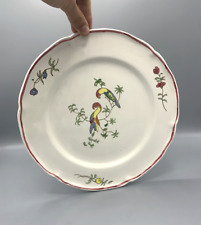 Assiette en faïence Décor Couple de Perroquets, Oiseaux Signature étoile