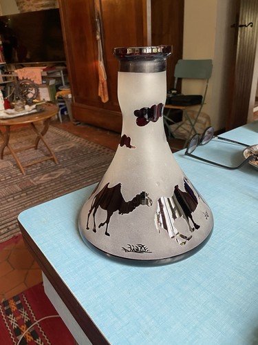 Vase ancien verre dépoli - ancien,