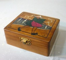 Jolie boite bois bécassine, peint main signée JP…