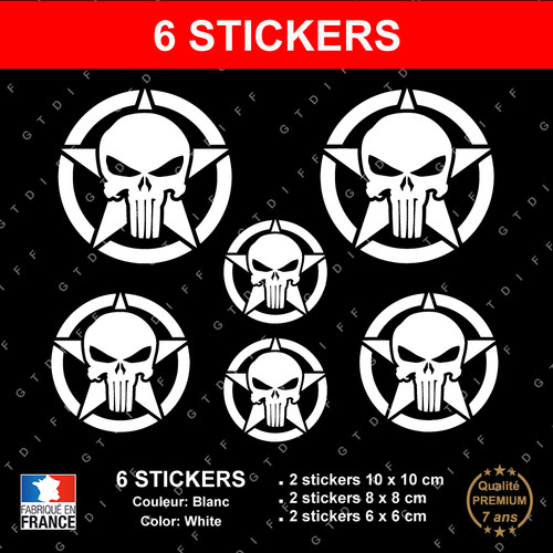 Stickers punisher etoile blanc - stickers,