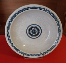 ROUEN FORGES LES EAUX-CUL NOIR-GRAND PLAT ROND DECOR FLORAL-XIXeme