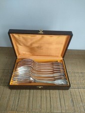 Coffret 6 Fourchettes Et 6 Cuillères SFAM Métal Argenté à Filets Contours/Chinon