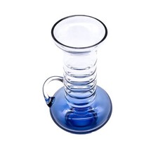 Vase En Verre Pop Art Avec Poignée, Soufflé À La Main Bleu | 20 Cm De Hauteur