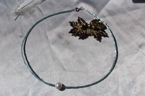 Collier perle oeil chat - collier,
