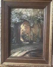 Dans le jardin de la maison de Michel-Ange à Rome - D. Jacobs  Huile sur panneau
