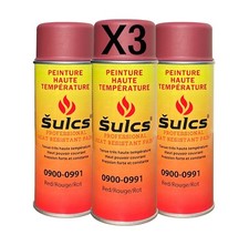 3x Peinture Haute Température 900°C Rouge Mat Aérosol 400ml Barbecue Auto Moto
