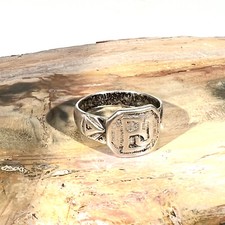 Bague Chevalière Argent Monogramme BJ époque ART DECO Taille 60 Ring