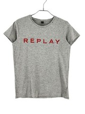 REPLAY T-Shirt À Col Rond Gris Femme Taille S