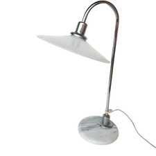 MAGNIFIQUE LAMPE DE BUREAU PIED MARBRE PIETEMENT METAL CHROME VINTAGE INDUSTRIEL