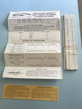 Ancienne règle à glissière de poche BREVETE Graphoplex 612 dans étui Notice