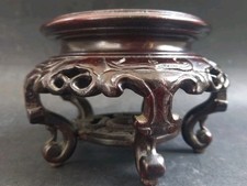 Ancien Socle Bois Chinois Old