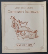 Ancienne étiquette COTON SOIE CORDONNET INCROYABLE silk Lyon MM old label