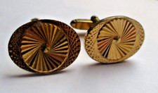 Anciens Boutons de Manchette couleur or gravé diamant bijou vintage 3413